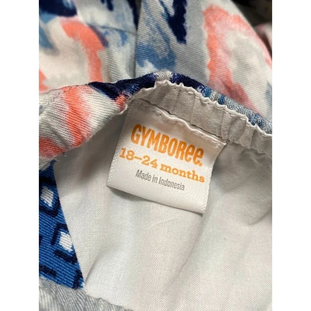 Gymboree Girls Dress 18-24 Months Blue Coral Ikat Chevron Tank Sundress EUC